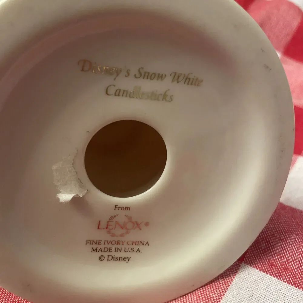 Lenox Disney Fine China 24k Gold “Snow White”Candlesticks Set of 2 5” Tall